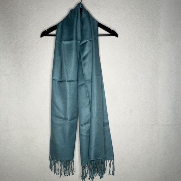 Pashmina 100% Wool Pashmina Solid Scarf Aqua Blue Color Women Shawl Wrap Scarves - Picture 1 of 4